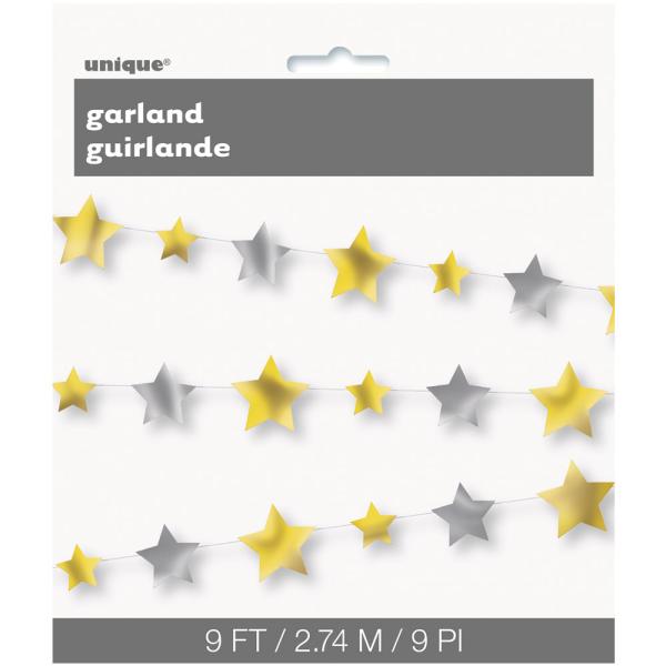 Girlang Stjärnor Guld & Silver