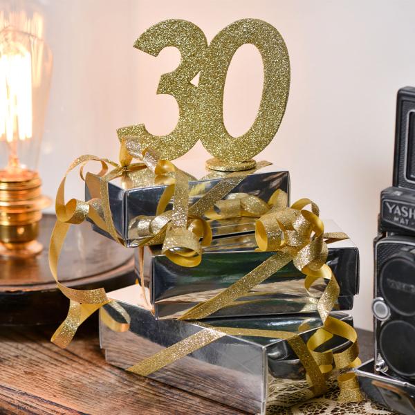 Glittrig 30 Års Bordsdekoration Guld