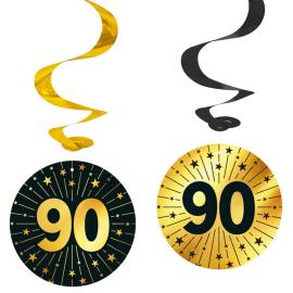 H&auml;ngande Swirls 90 &aring;r Guld/Svart 4-pack