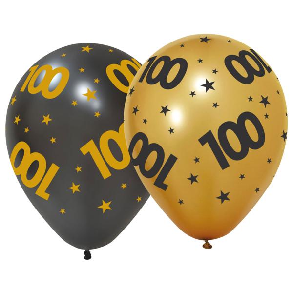Latexballonger med Stjärnor & Siffran 100 6-pack