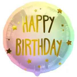 Folieballong Happy Birthday Stjärnor Pastell