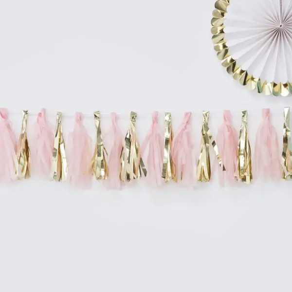 Girlang Tofsar Rosa & Guld