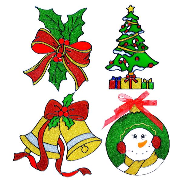 Glittrigt Fönsterklistermärke Julmotiv
