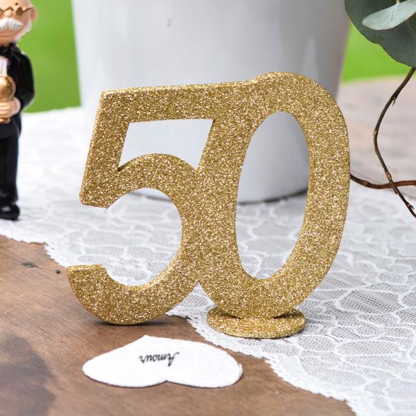 Glittrig 50 Års Bordsdekoration Guld