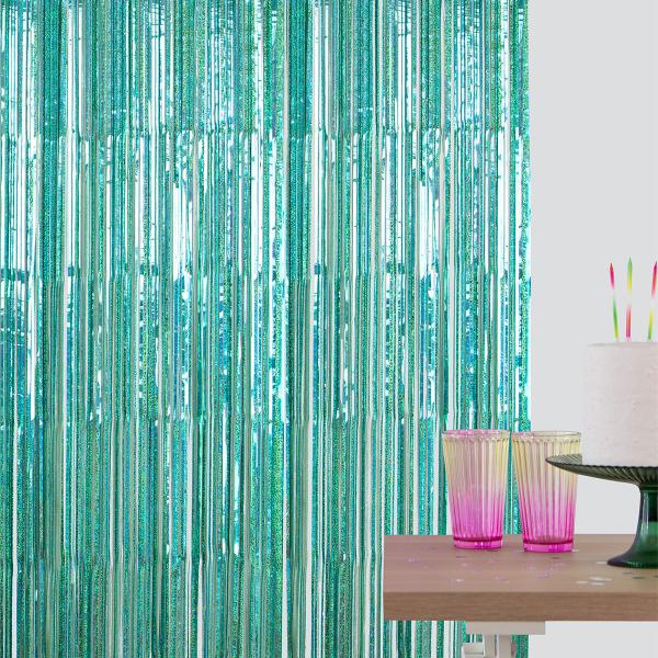 Party Draperi Skimrande Turkos 200x100 cm