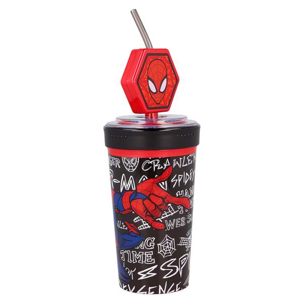 Spiderman Stor Mugg med Sugrör