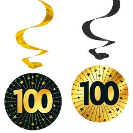 Hängande Swirls 100 år Guld/Svart 4-pack