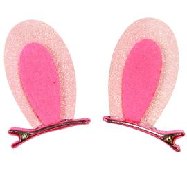 Kanin&ouml;ron med H&aring;rkl&auml;mmor Rosa 4x7 cm 2-pack