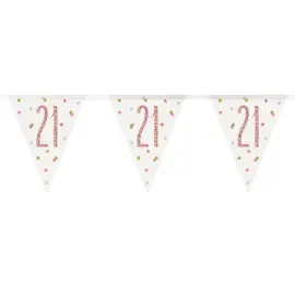 Flaggirlang 21 År Vit & Roséguld