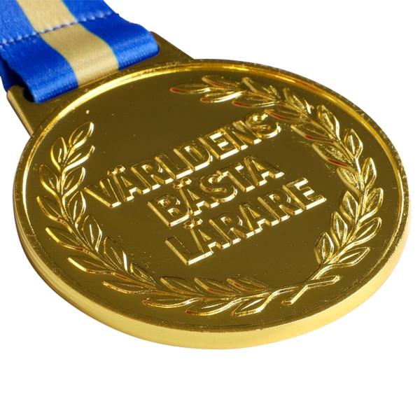 Guldmedalj med Band Världens Bästa Lärare 6,3 cm