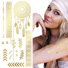 Semi-Permanenta Tatueringar Hippie Guld
