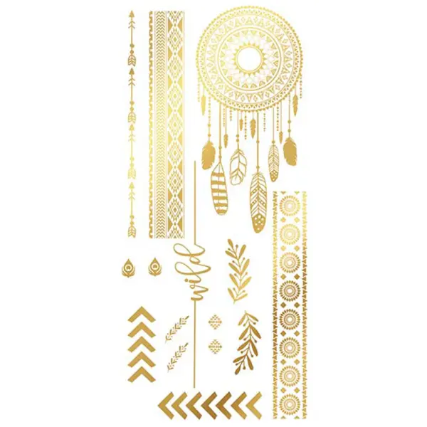 Semi-Permanenta Tatueringar Hippie Guld
