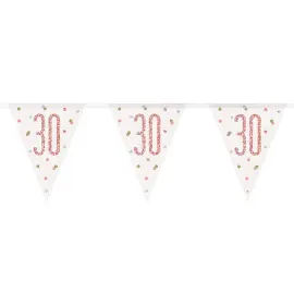 Flaggirlang 30 År Vit & Roséguld