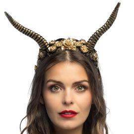Diadem med Horn & Rosor Svart/Guld