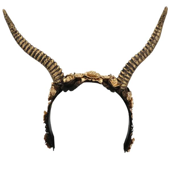Diadem med Horn & Rosor Svart/Guld