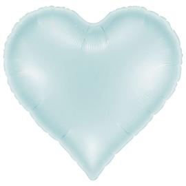 Folieballong Hj&auml;rta Satin Pastellbl&aring; 37 x 36 cm