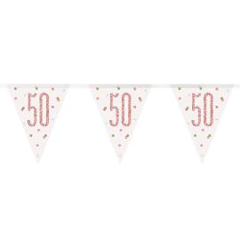 Flaggirlang 50 År Vit & Roséguld