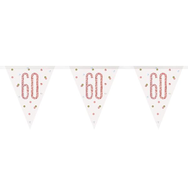 Flaggirlang 60 År Vit & Roséguld