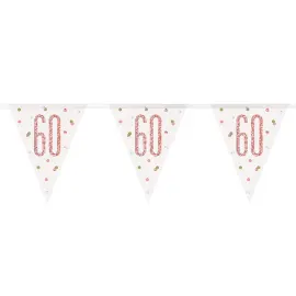Flaggirlang 60 År Vit & Roséguld