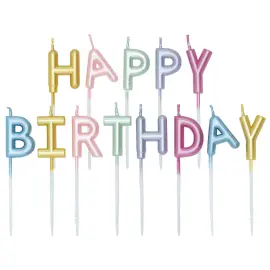 Bokstavsljus Happy Birthday P&auml;rlemor 2,7 cm
