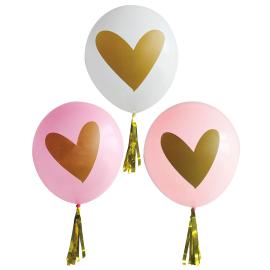 Ballonger med Hj&auml;rta & Tofsar 3-pack 30 cm