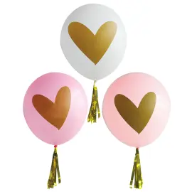 Ballonger med Hj&auml;rta & Tofsar 3-pack 30 cm