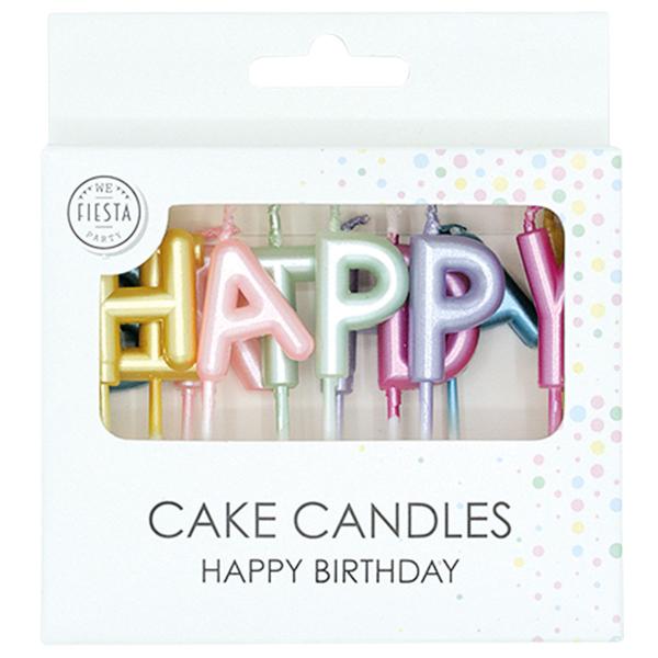 Bokstavsljus Happy Birthday Pärlemor 2,7 cm
