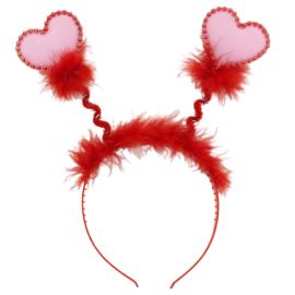 Diadem med Rosa Hj&auml;rtan & Fluff