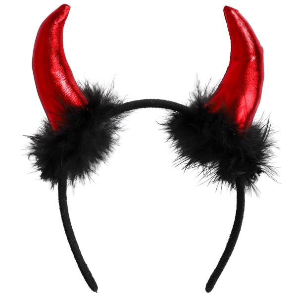 Diadem Djävulshorn med Fluff