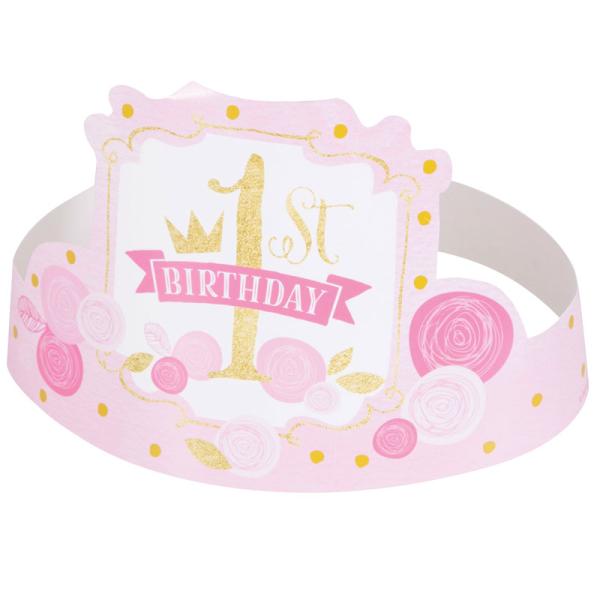 Prinsesskronor 1-årskalas Rosa/Guld