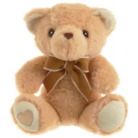 Ljusbrun Nallebj&ouml;rn med Rosett 21 cm