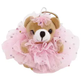 Nyckelring Bj&ouml;rn med Rosa Kjol 9 cm