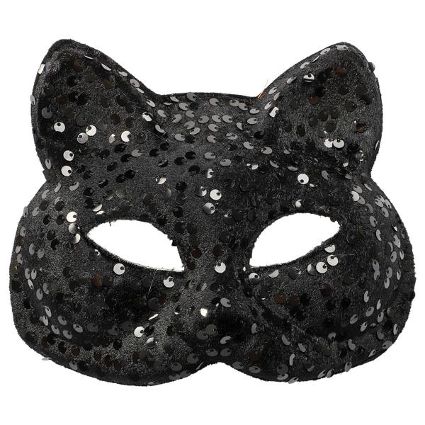 Kattmask med Paljetter Svart