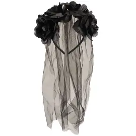 Diadem Svart Brudslöja & Rosor