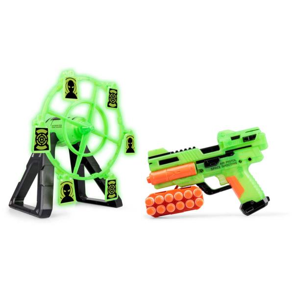 Glow in the Dark Leksakspistol & Snurrande Måltavla