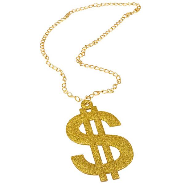 Halsband med Glittrigt Dollartecken Guld
