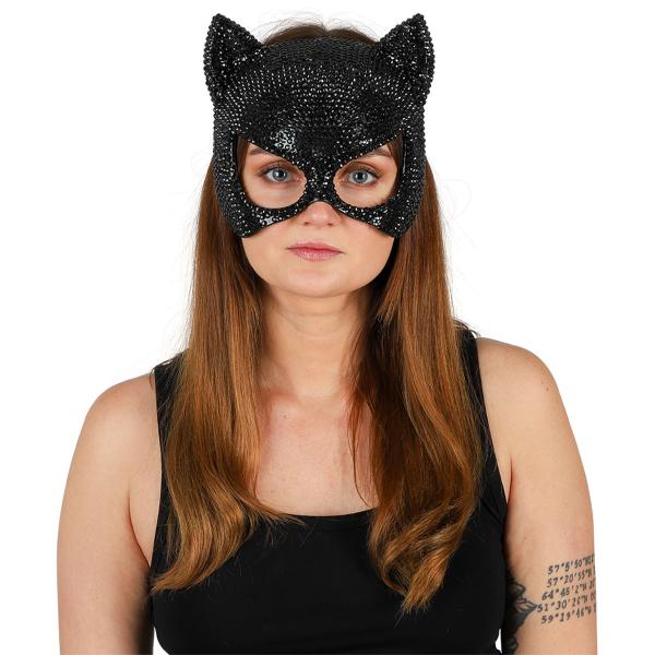 Halvmask Katt med Strass