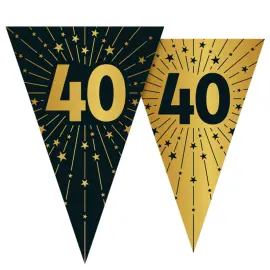 Vimpelgirlang med Stj&auml;rnor & Siffran 40