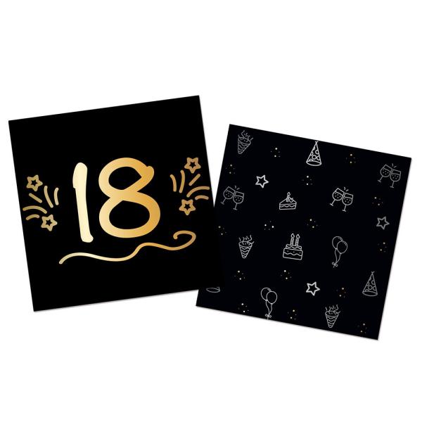 Pappersservetter Svart 18 år 16-pack