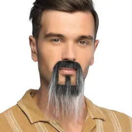 Mustasch med Getsk&auml;gg Svart/Gr&aring;