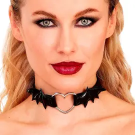 Choker Hj&auml;rta & Fladdermusvingar Svart