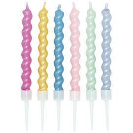T&aring;rtljus Spiral P&auml;rlemor F&auml;rgmix 8 cm 6-pack