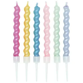 T&aring;rtljus Spiral P&auml;rlemor F&auml;rgmix 8 cm 6-pack