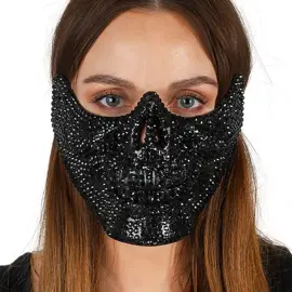 Halvmask Skelett med Strass