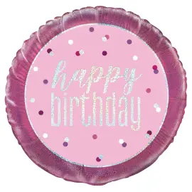 Happy Birthday Folieballong Rosa & Silver