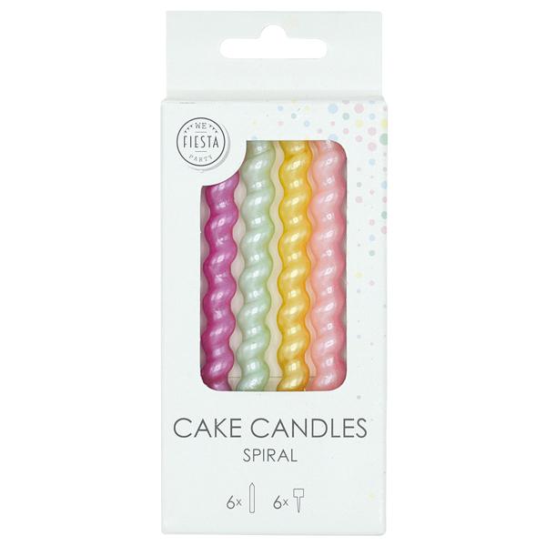 Tårtljus Spiral Pärlemor Färgmix 8 cm 6-pack