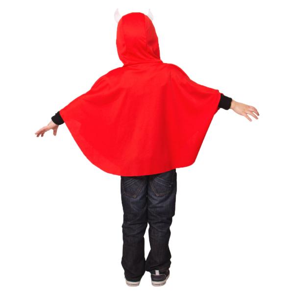 Djävul Poncho Barn Röd 4-9 år