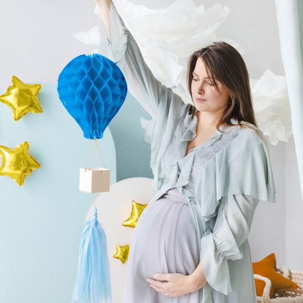 DIY Hängande Honeycomb Blå Luftballong