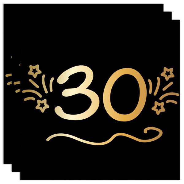 Pappersservetter Svart 30 år 16-pack