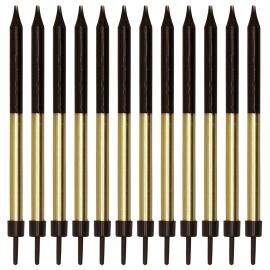 T&aring;rtljus Svart/Guld 9,5 cm 12-pack